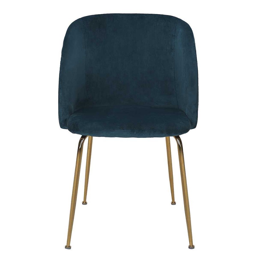 Vintahome Silla De Comedor Reposabrazos Metal Oro Terciopelo Azul Nela Sillas De Comedor