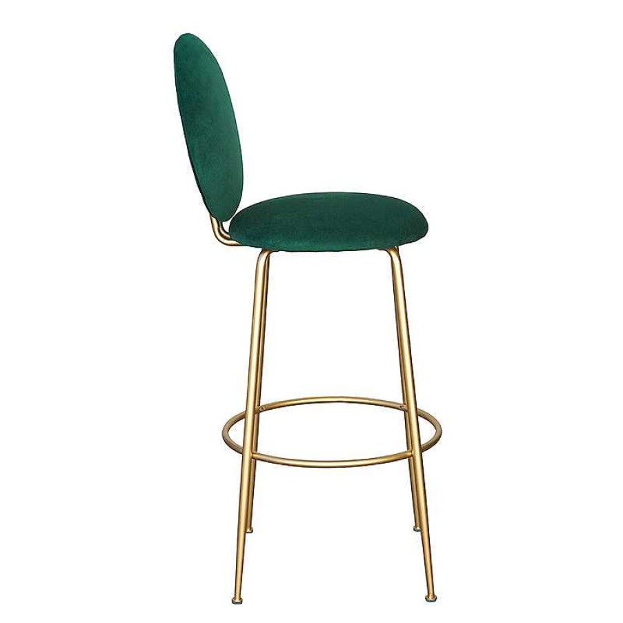 Vintahome Taburete De Bar Eloisse Dorado Con Respaldo H75 Terciopelo Verde Taburetes De Dise O