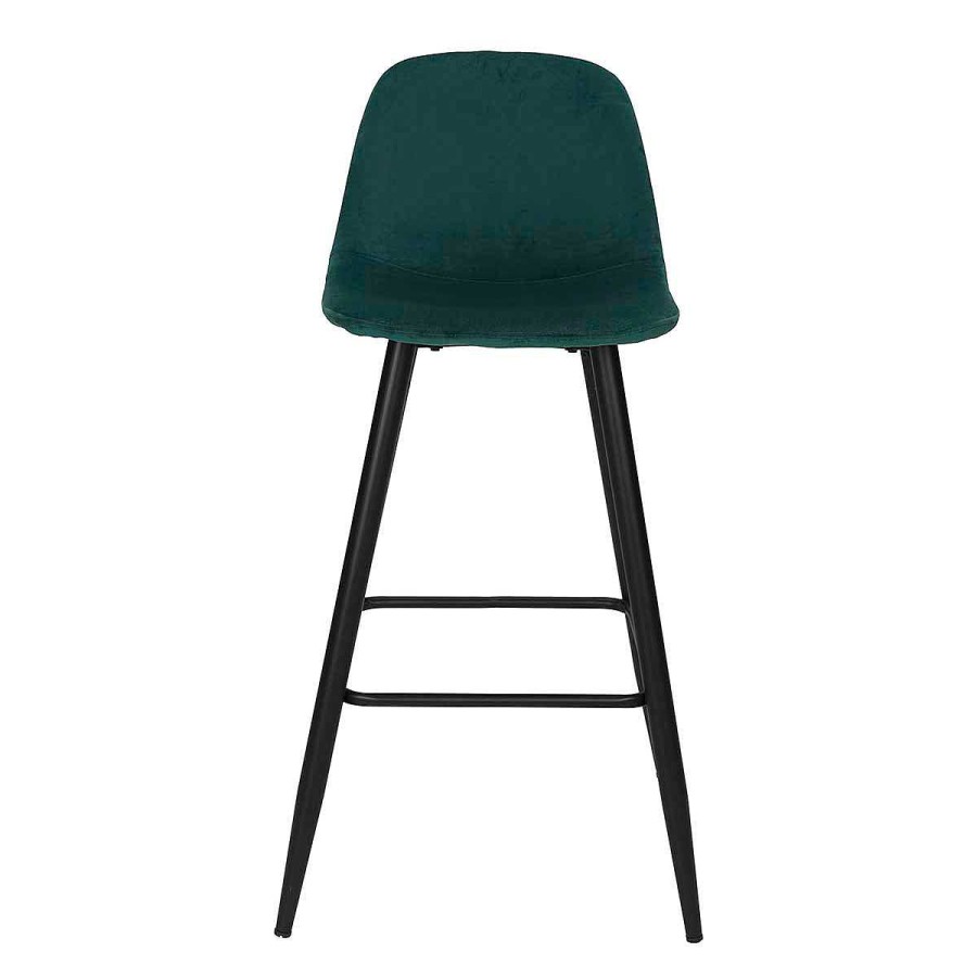 Vintahome Taburete De Bar Terciopelo Verde H75Cms Bravus Taburetes De Terciopelo