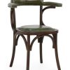 Vintahome Silla Vintage Bistrot Apoyabrazos Madera Tapizado Bona Verde Sillas De Comedor