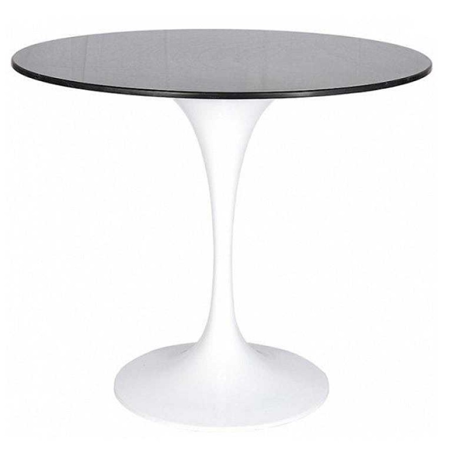 Vintahome Mesa Comedor Tuli Blanca /Negro 80-90-100-110-120 Cm Mesas De Bar Y Restaurante