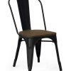 Vintahome Silla Tolux Acero Negro Mate Madera Sillas De Comedor