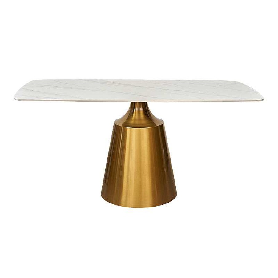 Vintahome Mesa De Comedor Rectangular 160 Dorado Onix Piedra Sinterizada Mesas De Comedor