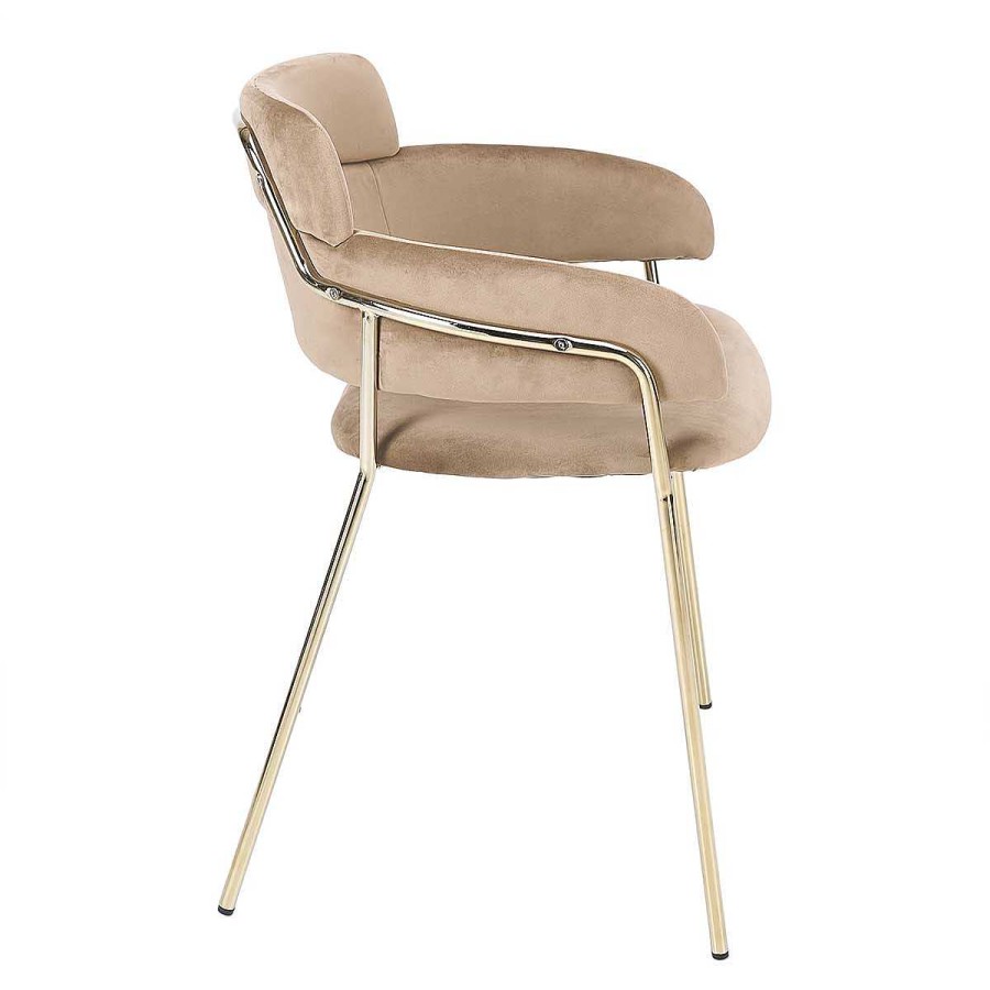 Vintahome Silla Comedor Brazos Oro Terciopelo Beige Carol Sillas De Dise O