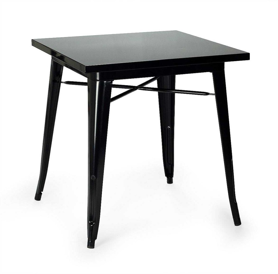 Vintahome Mesa Comedor Industrial Tolux Acero Negro 70X70Cm Mesas Vintage