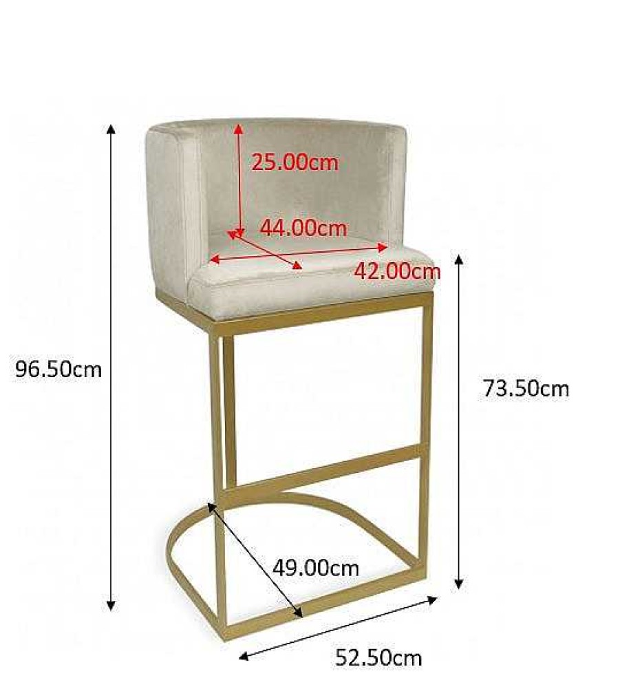 Vintahome Taburete De Bar Acero Dorado Y Terciopelo H74 Cms Mia Taburetes De Dise O