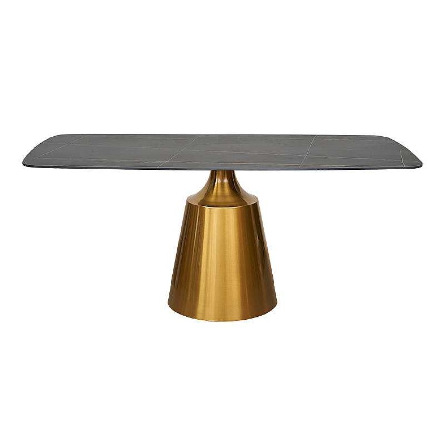 Vintahome Mesa De Comedor Rectangular 160 Dorado Onix Piedra Sinterizada Mesas De Comedor