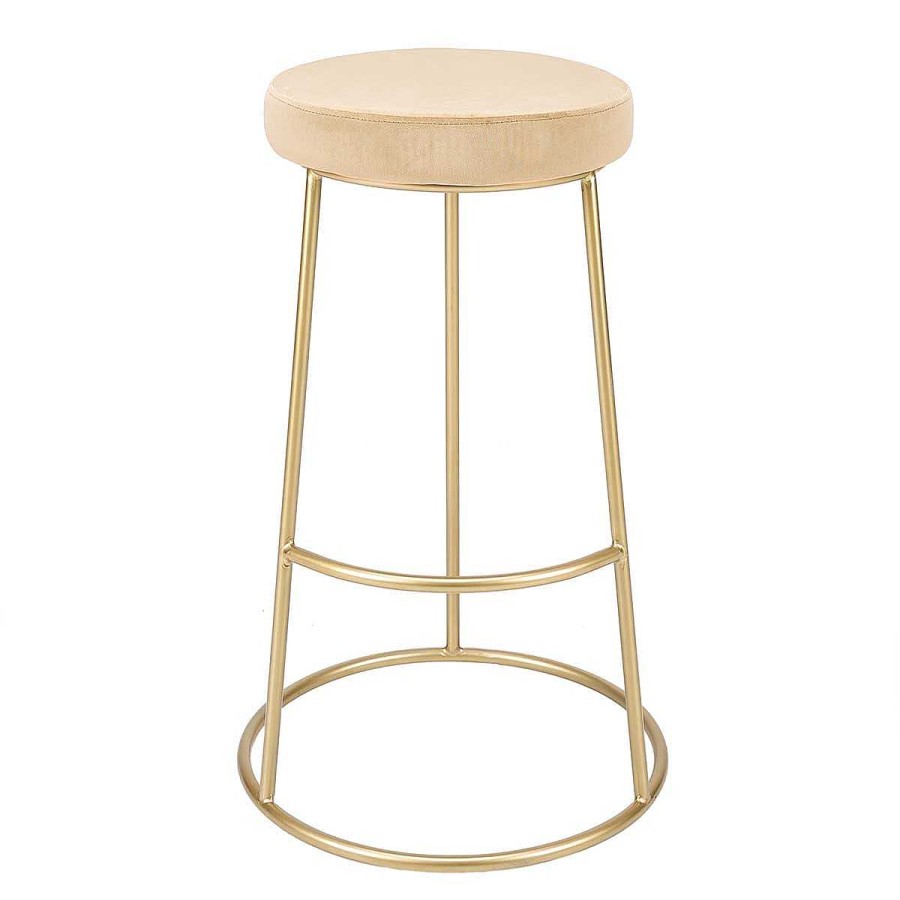 Vintahome Taburete De Bar Terciopelo Beige H75Cms California Taburetes De Cocina