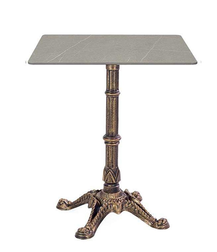 Vintahome Mesa De Comedor Bronce Cuadrada Piedra Sinterizada 70-80 Cm Mesas Vintage