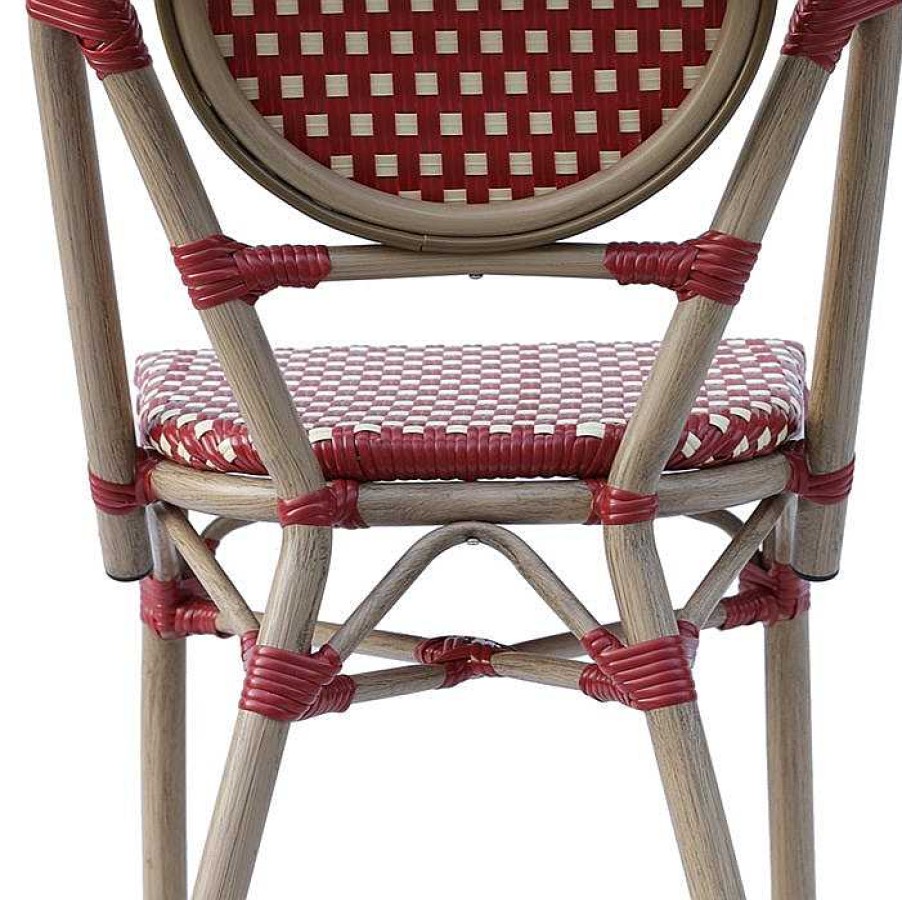 Vintahome Silla Parisina Calais Rojo Sillas De Exterior