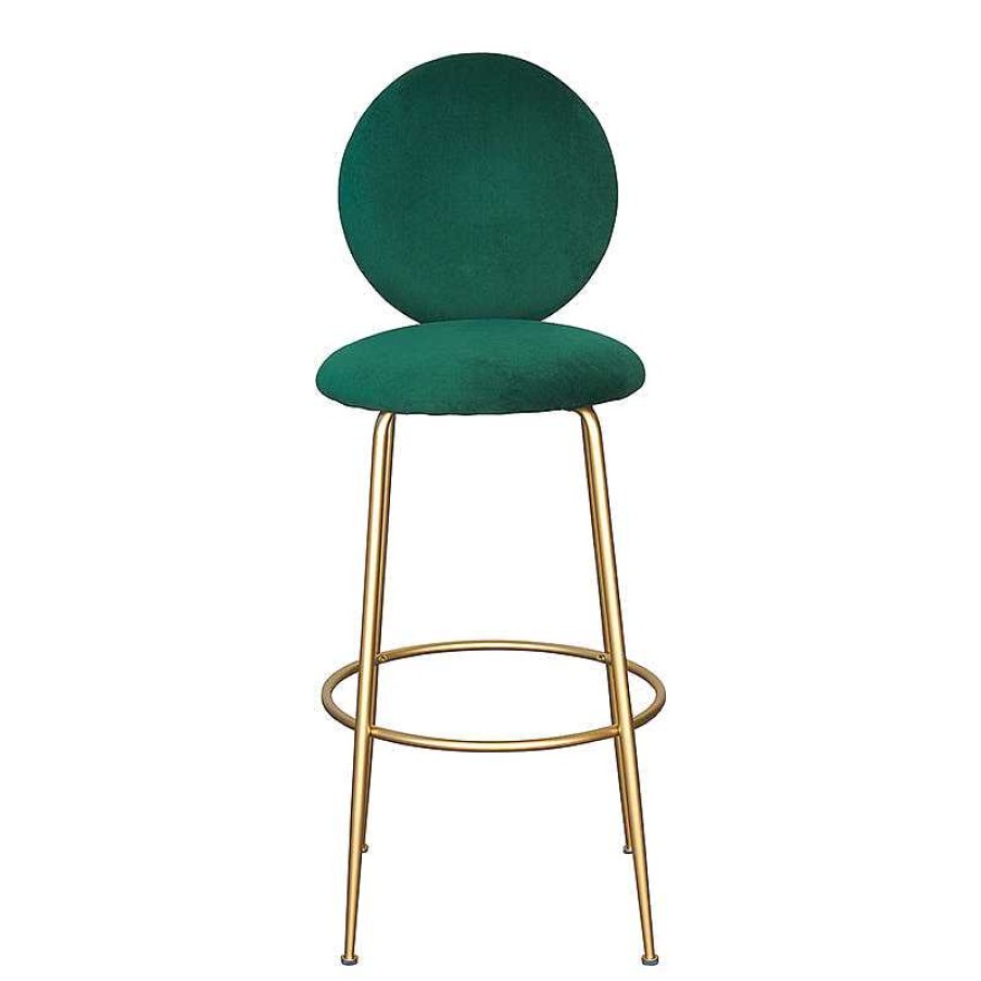 Vintahome Taburete De Bar Eloisse Dorado Con Respaldo H75 Terciopelo Verde Taburetes De Dise O