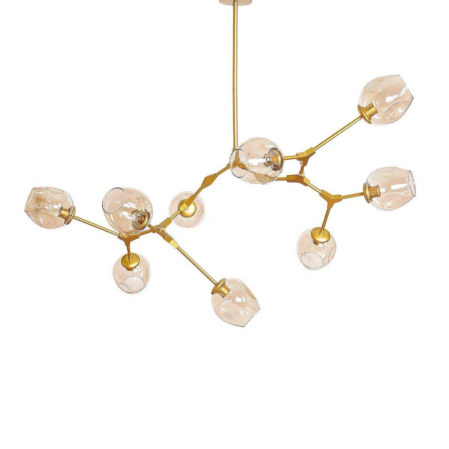 Vintahome L Mpara De Techo 9 Brazos Acero Dorado Y Cristal Oro Chandelier L Mparas Vintage