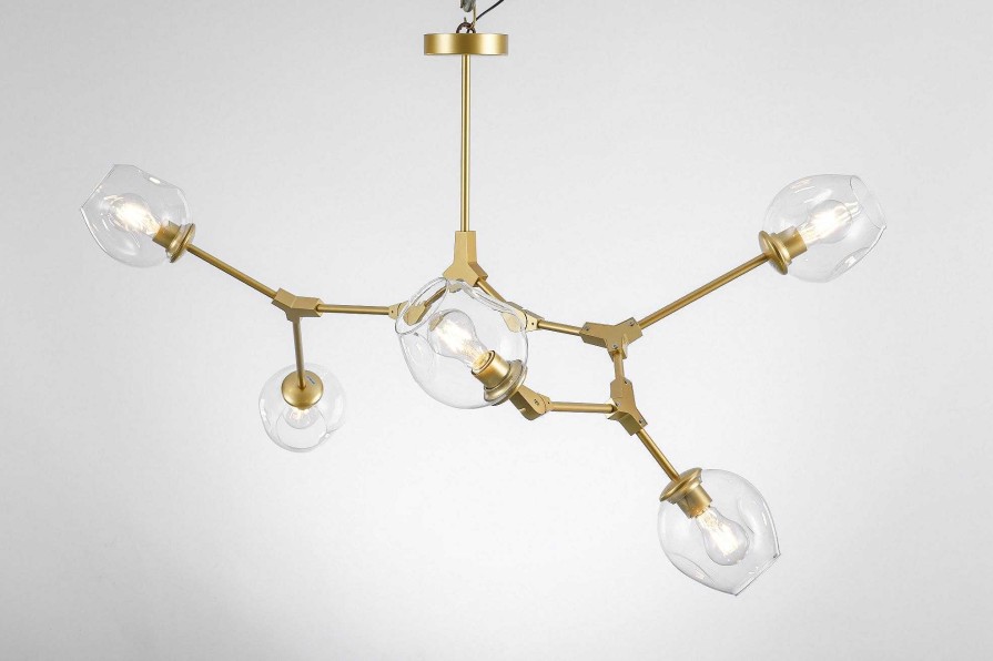 Vintahome L Mpara De Techo 5 Brazos Lacado Oro Chandelier L Mparas De Techo