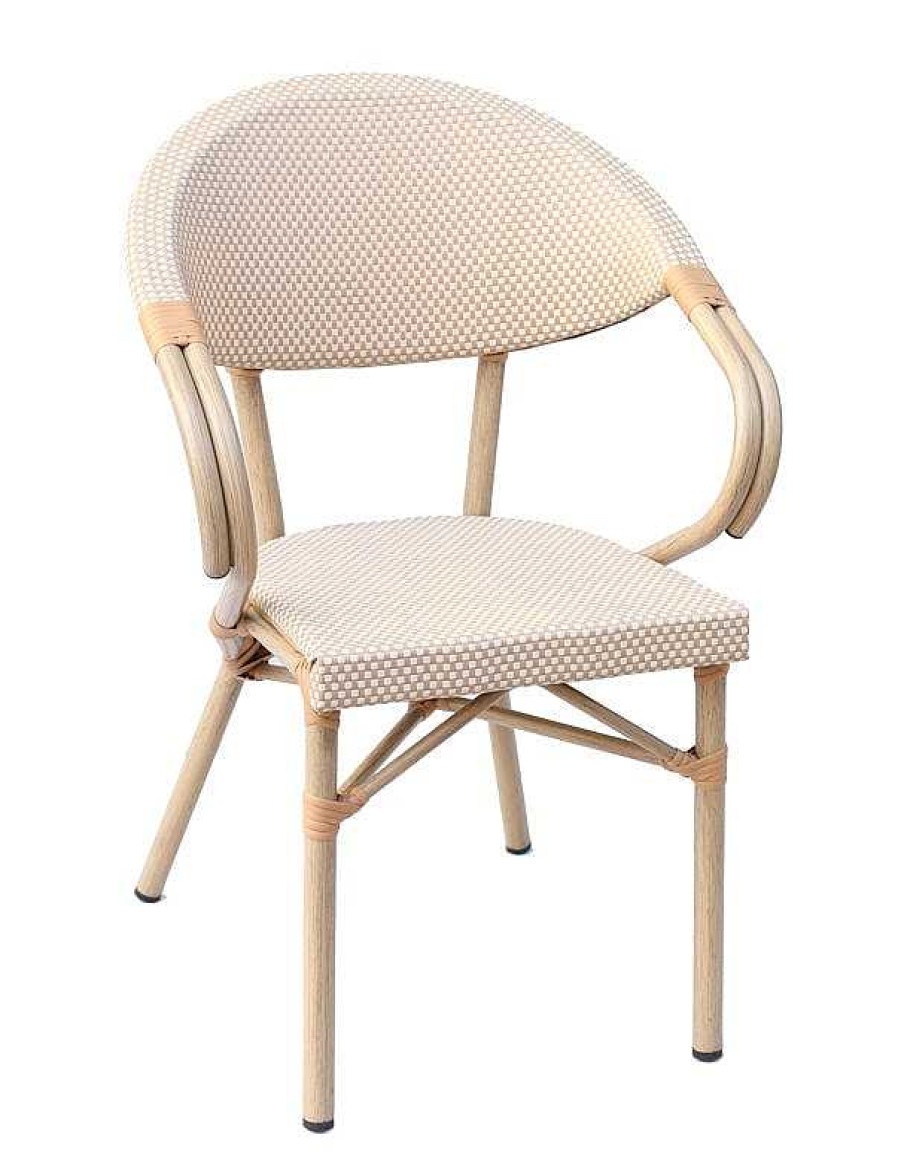 Vintahome Silla Parisina Brazos Bamb Beige Dahlia Sillas De Exterior