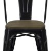 Vintahome Silla Tolux Acero Negro Brillo Madera Oscura Sillas De Comedor