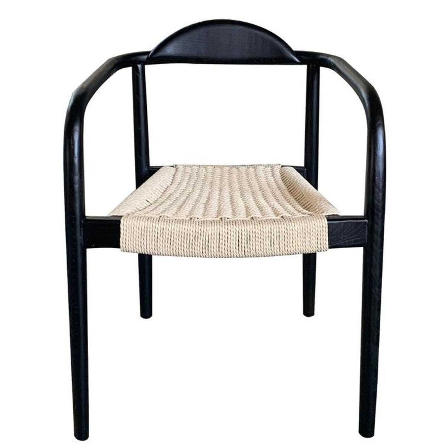 Vintahome Silla De Comedor Con Reposabrazos Madera Negra Y Asiento Trenzado Cloe Sillas De Comedor