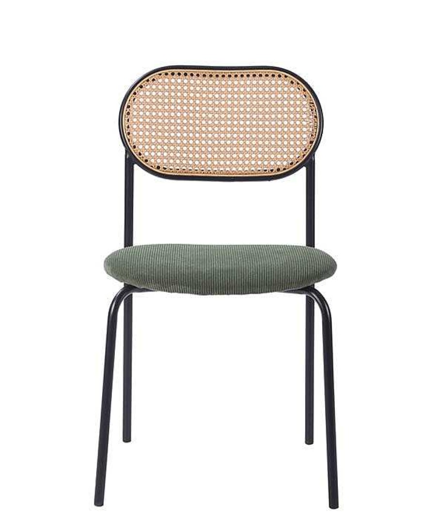 Vintahome Silla De Comedor Ratan Y Asiento Tapizado Zaida Verde Sillas De Comedor