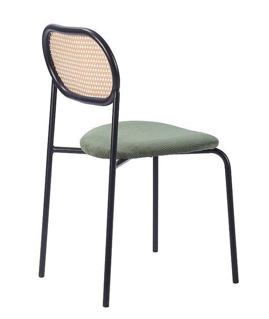 Vintahome Silla De Comedor Ratan Y Asiento Tapizado Zaida Verde Sillas De Comedor