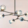 Vintahome L Mpara De Techo 9 Brazos Acero Negro Y Cristal Azul Chandelier L Mparas Vintage