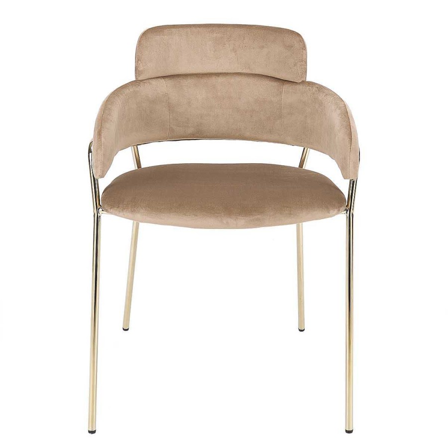 Vintahome Silla Comedor Brazos Oro Terciopelo Beige Carol Sillas De Dise O