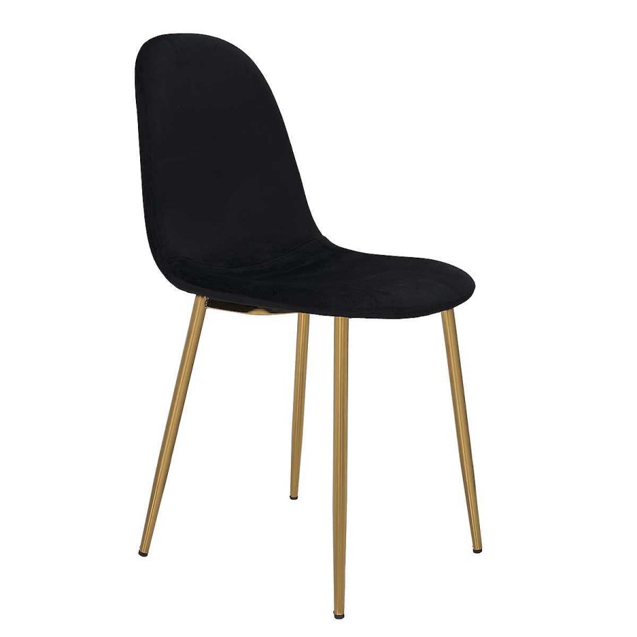 Vintahome Silla De Comedor Metal Oro Terciopelo Negro Manila Sillas De Comedor