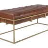 Vintahome Banco Vintage Cuero Oro Queen 2 Plazas Bancos