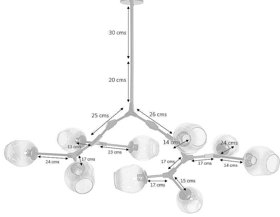 Vintahome L Mpara De Techo 9 Brazos Acero Negro Y Cristal Azul Chandelier L Mparas Vintage