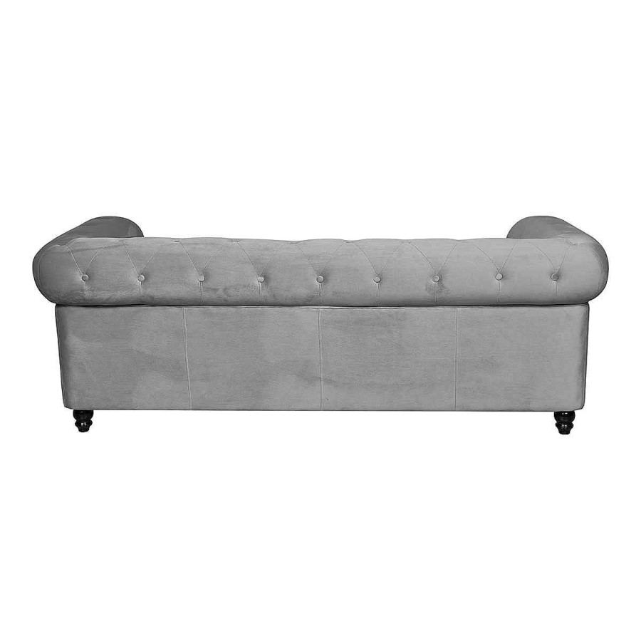 Vintahome Sof 3 Plazas Chesterfield Terciopelo Gris Sof S Chesterfield