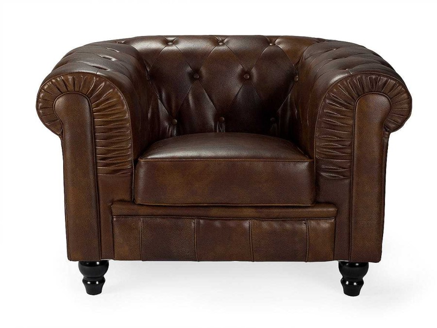 Vintahome Sof Chesterfield Semipiel Marron 1 Plaza Vintahome Sof S Chesterfield