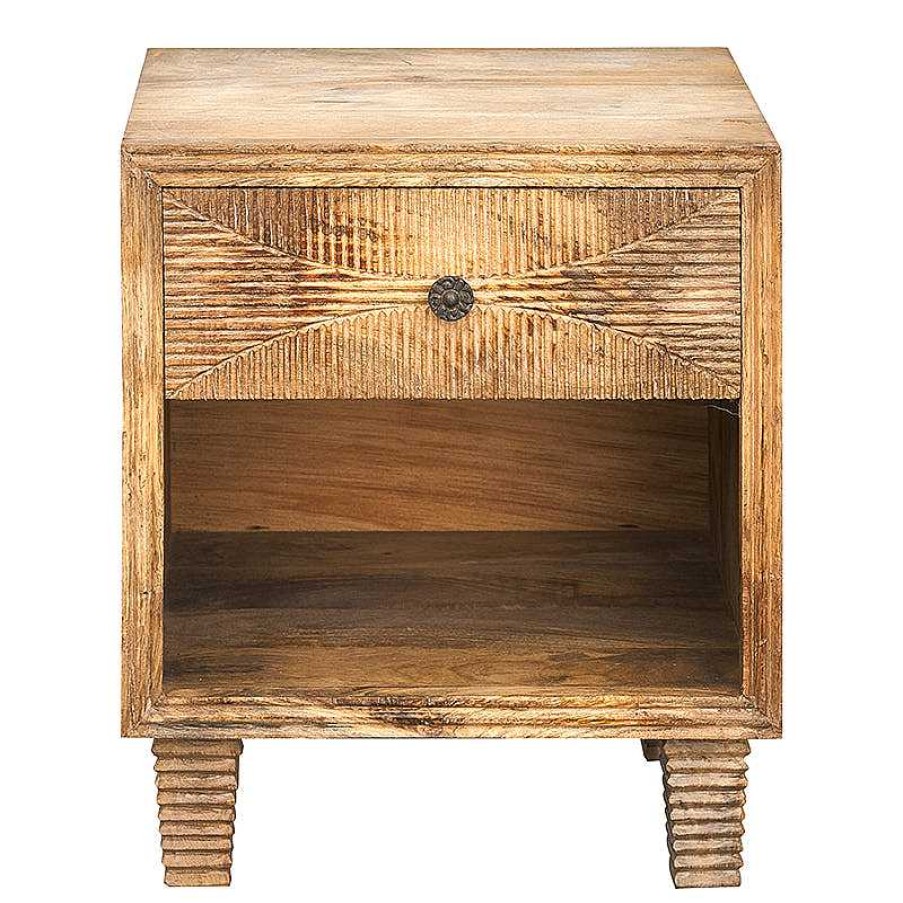 Vintahome Mesita De Noche Madera Mango Lumier Mesitas De Noche