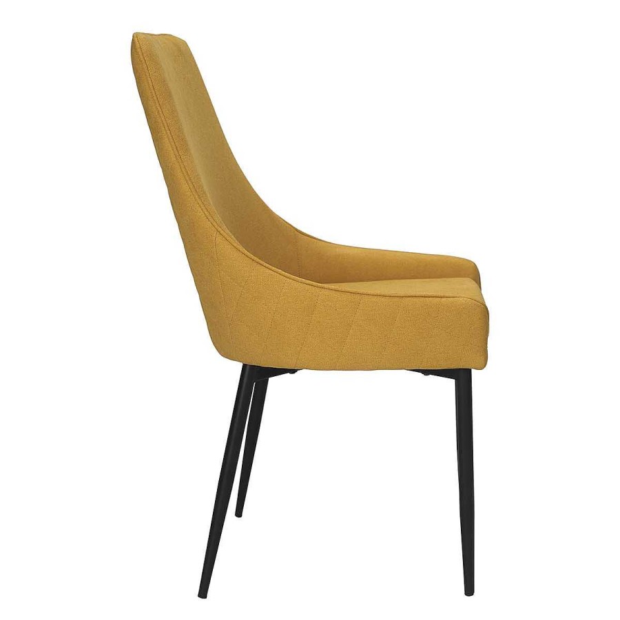 Vintahome Silla De Comedor Metal Negro Tejido Amarillo Katia Sillas De Comedor